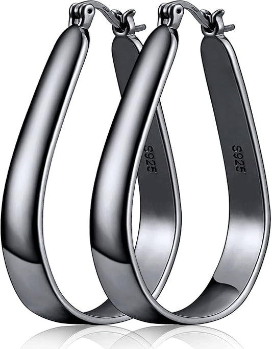 Sterling Silver Hoop Earrings for Women Large Oval Hoop Earrings Lightweight Big Gold Hoops Earrings Hypoallergenic 14K Gold Plated Hoops Earrings Non Tarnish Jewelry Gifts 20/30/40mm