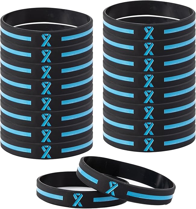 18Pcs Prostate Cancer Awareness Bracelets Light Blue Ribbon Silicone Wristband for Men Women Men's Health ALS Thyroid Lymphedema Cancer Awareness Bracelet for Men Event Support Favor Gifts