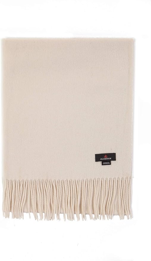 Alashan Cashmere Ultra-Fine Merino Wool and Cashmere Blend Woven Scarf -Luxe fabric-Lightweight- 72" x 12"