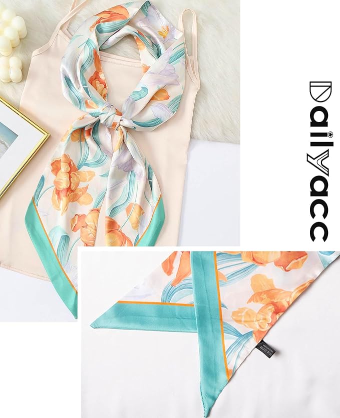 Dailyacc Hair Scarf for Women Fashion Silky Satin Headscarf Wrap Breathable Lightweight Neck Scarves For Handbag