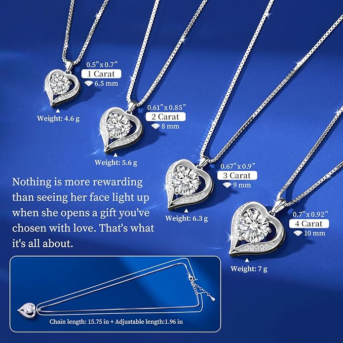 Moissanite Necklace for Women,925 Sterling Silver Necklace,Moissanite Tennis Necklace Engraved with Love,Gift for Wife Girlfriend Mom on Anniversary Valentine's Day Birthday