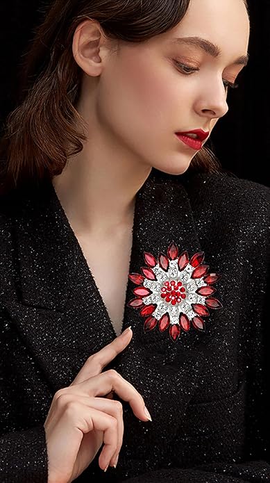 Rhinestone Sunflower Brooch for Women Sparkling Cubic Zirconia Flower Brooch Pin Elegant Large Crystal Floral Lapel Pin Dainty Clothing Hat Bag Accessories Christmas Wedding Bridal Birthday Jewelry