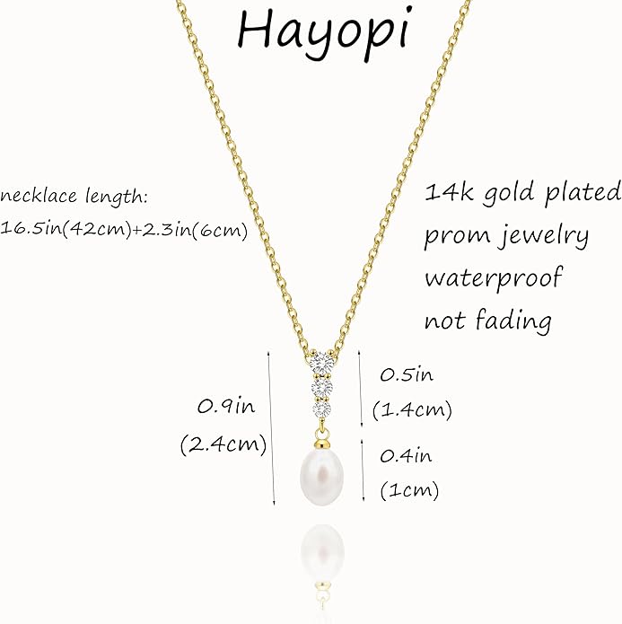 Pearl Necklace for Women Trendy,14k Gold Plated Necklace Dainty Wedding Necklace Small Cute Choker Necklace Beaded Lariat Drop Necklace Vintage Waterproof Jewelry for Women Gold Jewelry Fashion Gifts