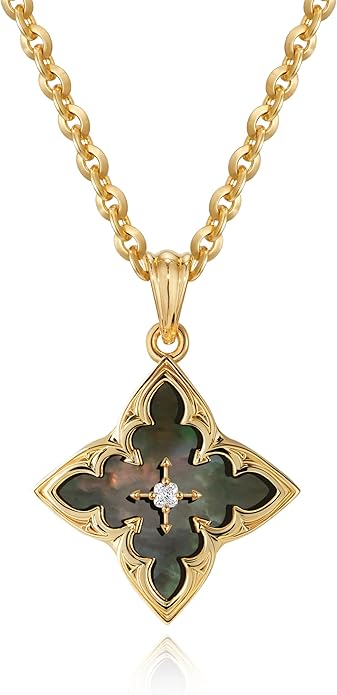 Fettero Gold Clover Necklace for Women Dainty 14K Gold Plated CZ Pendant Necklace Adjustable Chain Choker Charm Colorful Clover Pendant Lucky Necklaces for Women Jewelry