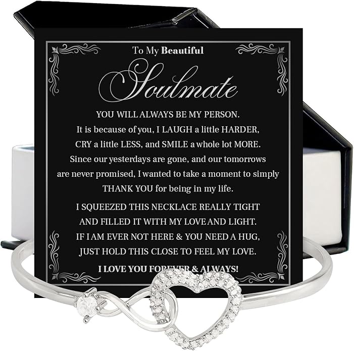 To My Soulmate Bracelet For Women With Heartfelt Message Card & Elegant Box, Bracelet For Girls, Soulmate Birthday, Wedding, Christmas Jewelry Gift From Boyfriend, Husband
