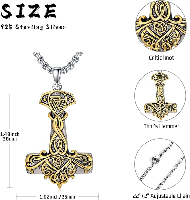 KoyeKei Viking Necklace for Men 925 Sterling Silver Viking Norse Pagan Jewelry Gifts for Women