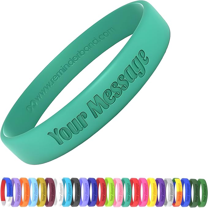 Reminderband Custom Silicone Bracelet – Motivational Wristbands, Bulk Personalized Bands for Events, Awareness, Fundraisers, Gifts – Custom Rubber Bracelets - 1/2" Classic