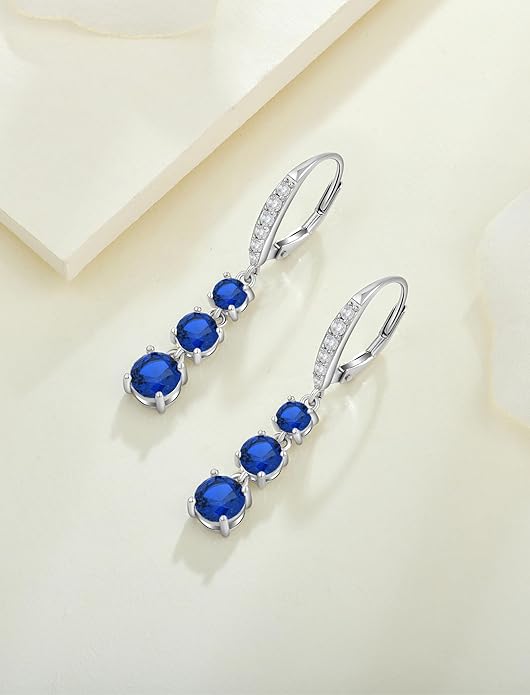 Starchenie Dangle Drop Earrings for Women 925 Sterling Silver Leverback Earrings Birthstone Jewelry