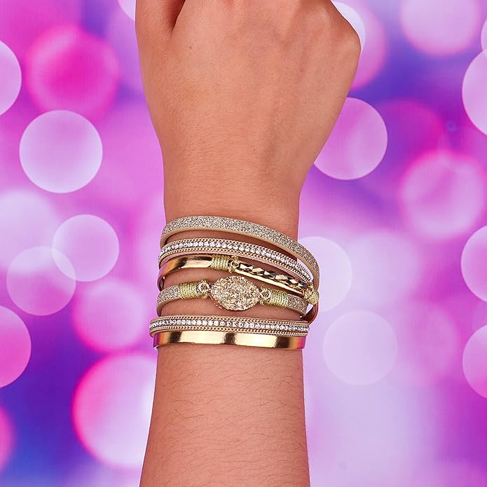 FANCY SHINY Leather Wrap Bracelet Boho Cuff Bangle Bracelets Crystal Bead Bracelet with Magnetic Clasp Jewelry Gifts for Women