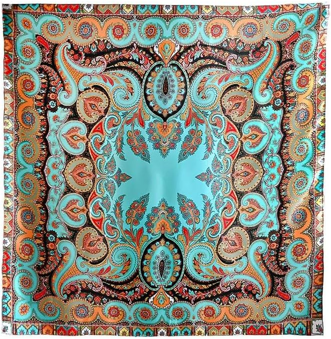 ANDANTINO 100% Mulberry Silk Square Scarf for Hair-25.6" X25.6'' Women Men Natural Silk Neckerchief Digital Printed Headscarf