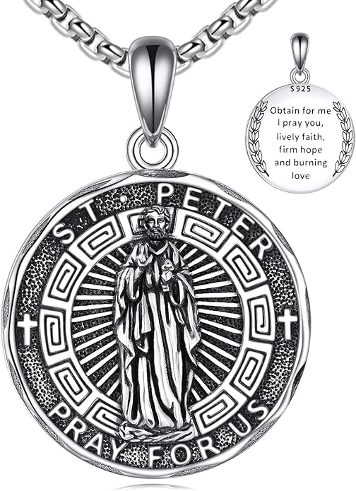 YFN Patron Saint Necklace Sterling Silver Amulet Medal Pendant Religious Protector Jewelry Gifts for Women Men