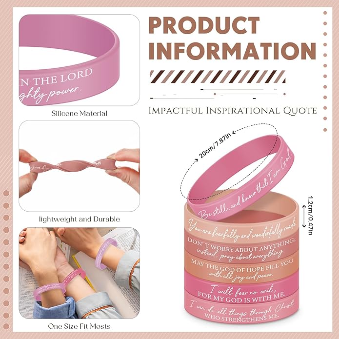 Ecation Bible Verses Bracelets Bulk Scripture Silicone Wristbands Inspirational Motivational Quote Rubber Wristbands Christian Bracelets for Easter Carnival Party Favors
