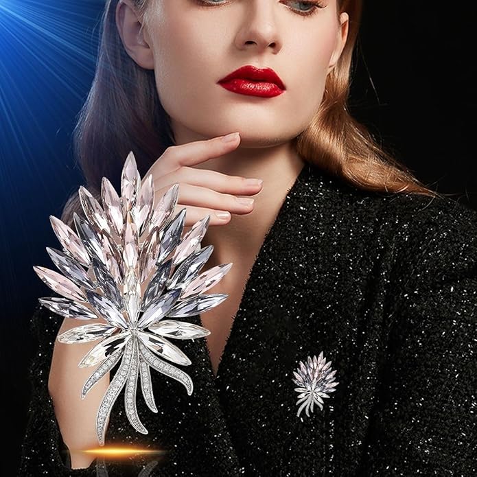 Rhinestone Brooch for Women Rhinestone Brooches Pins Crystal Lapel Pin Jewelry Christmas Valentine's Day Gift for Wife Girlfriend