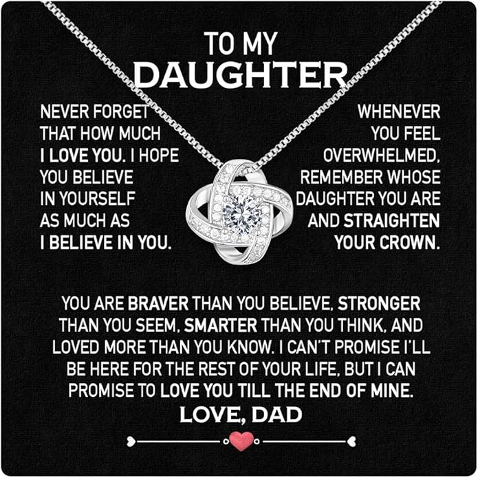 Larvincy To My Daughter Necklace From Dad With Heartfelt Message & Elegant Box, Gifts For Daughter From Father, Beautiful Jewelry Gift From Love Daddy On Graduation, Birthday, Wedding, Christmas