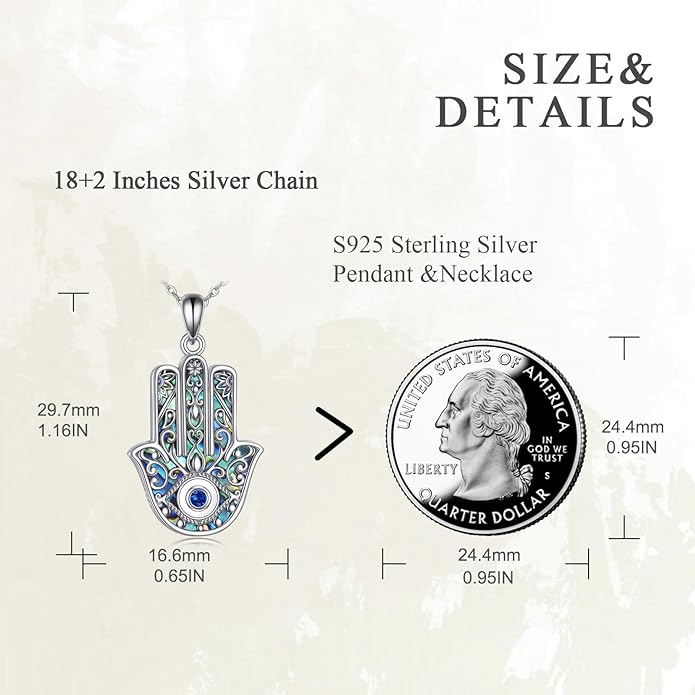 VONALA Silver Evil Eye Necklace for Women Hamsa Fatima Necklace Hamsa Hand Jewelry Gifts for Men