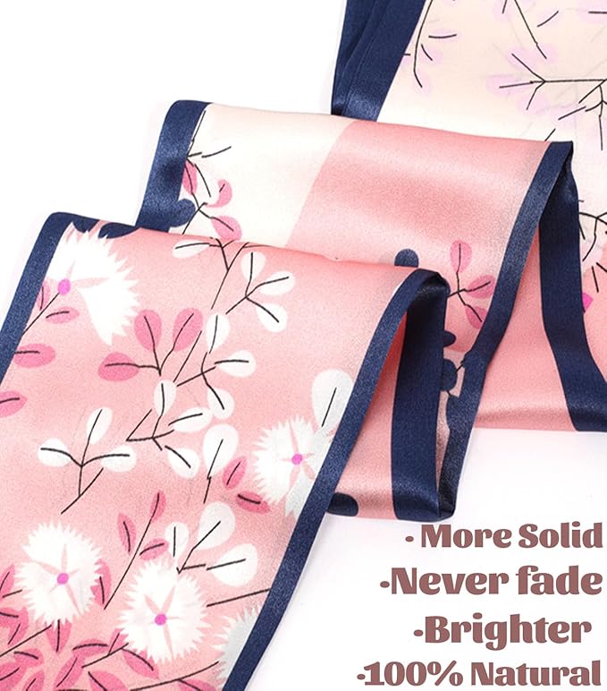 kcctoo 59" Mulberry Silk Like Head Scarf Women's Fashion Square Neck Satin Scarfs for Bag Hair Scarves Gift 59 * 5.9”