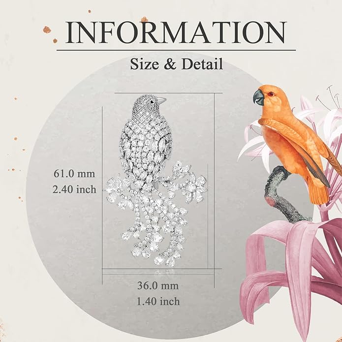 18K Gold Brooch Rhinestone Animal Brooch Pin Elegant Lapel Pin Wedding Jewelry Christmas Gift Dress Accessories for Women