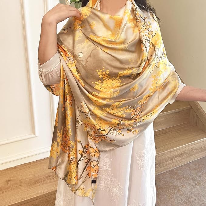 Long Silk Like Scarf Lightweight Satin Scarves Large Sunscreen Shawl Wrap for Women