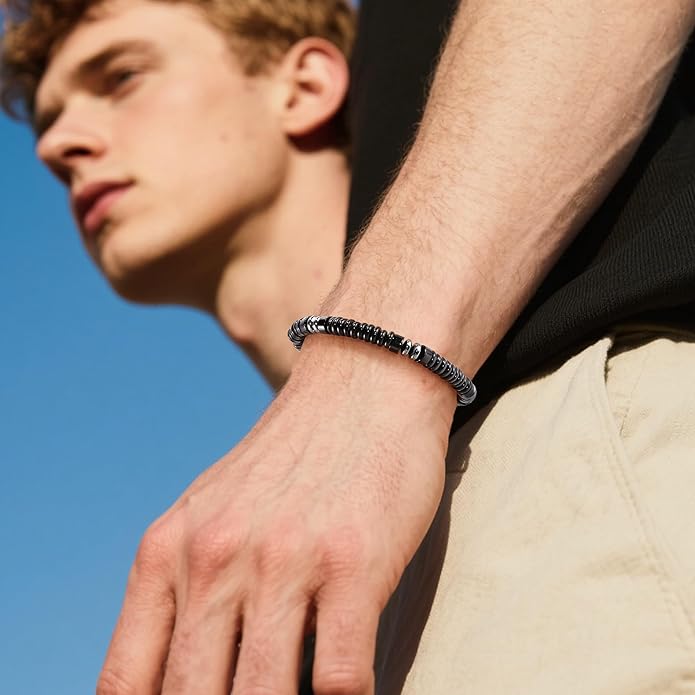 VIBILIA Healing Crystal Bracelets Beaded Bracelets for Men Women Natural Stone Adjustable Bracelets Unique Gifts for Father Son Grandfather Brother Friend