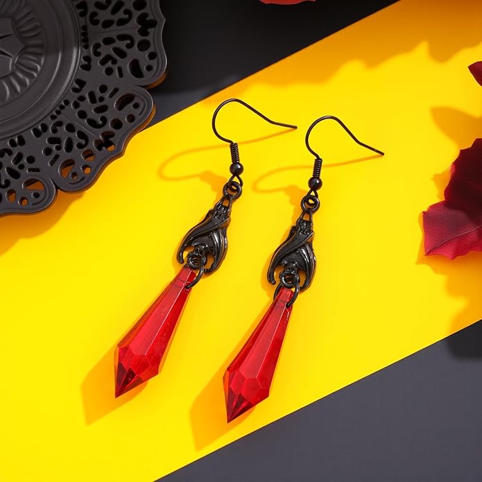 Halloween BOO Ghost Skull Earrings for Women, Gothic Dark Bat Dangle Earrings,Retro Acrylic Cute Lightweight Drop Dangle Earring Jewelry Gifts, Holiday Festive Cosplay Party Decorations Accessories
