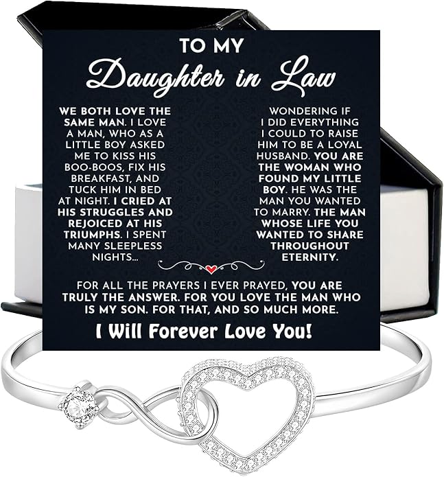 To My Beautiful Daughter In Law Bracelet From Mother-In-Law, Daughter In Law Birthday Gifts, Infinity Star Heart Bracelet For Her With Heartfelt Message Card & Elegant Box, Bonus Daughters Bracelets
