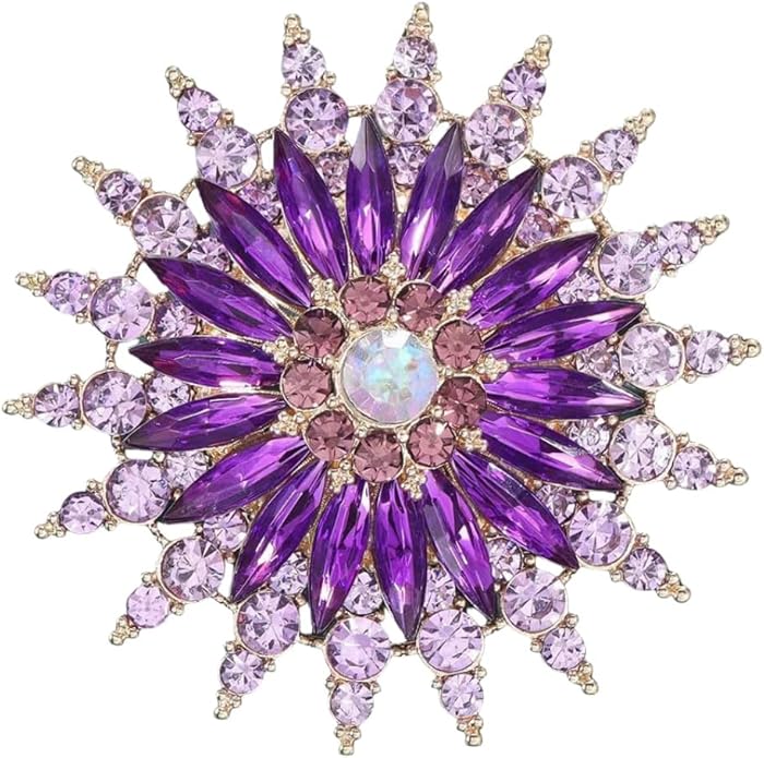 Premium Rhinestone Flower Brooch Pin for Women Sparkling Crystal Flower Corsage Bouquet Brooch Floral Lapel Pins Fashion Snowflake Sunflower Broochs Wedding Bride Dress Jewelry