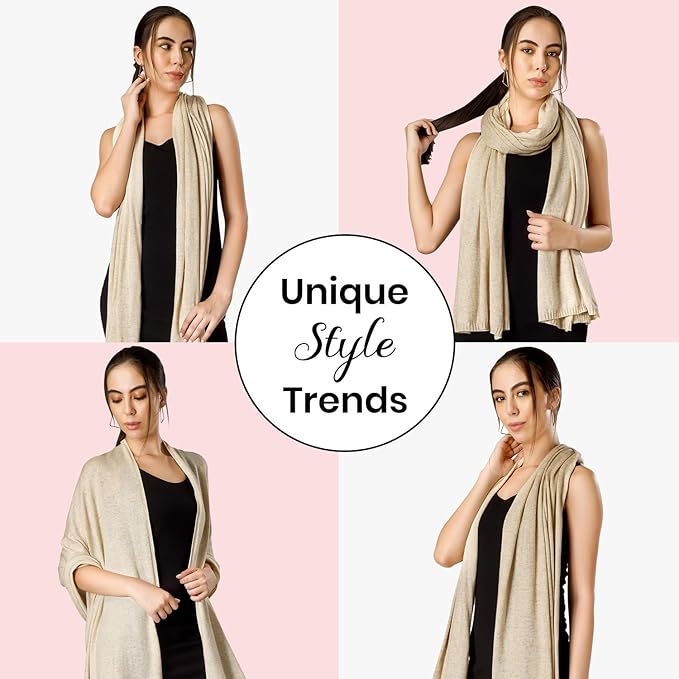 ROSERA Cashmere 100% Cashmere Knitted Wrap Pashmina Shawl Extra Large Scarf Stole for Women Travel