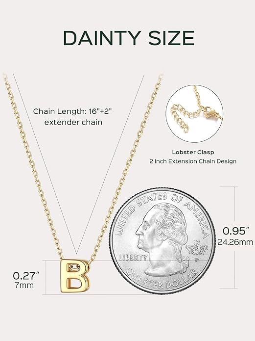 ChicSilver 925 Sterling Silver Initial Necklace for Women Dainty Letter Jewelry Personalized Gift