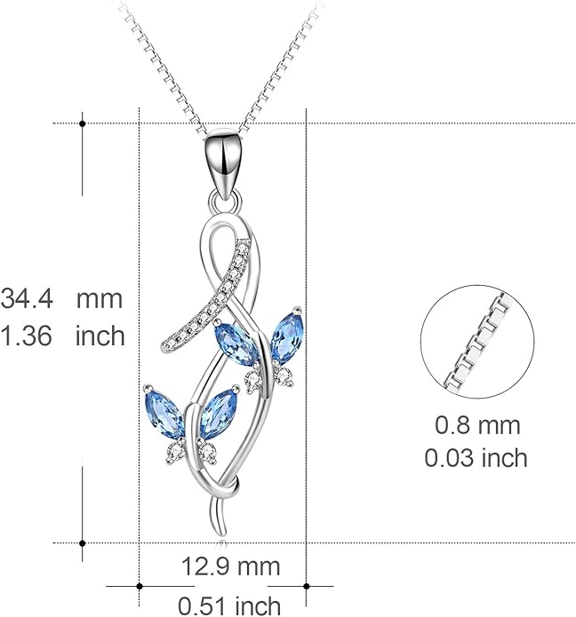 AOBOCO 925 Sterling Silver Infinity Butterfly Pendant Necklace with Birthstone Crystal from Austria, Anniversary Jewelry Gifts for Women