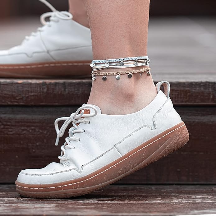 FANCY SHINY String Ankle Bracelets Waterproof Rope Anklets Braided Beach Boho Coin Anklets Cute Friendship Foot Jewelry for Women