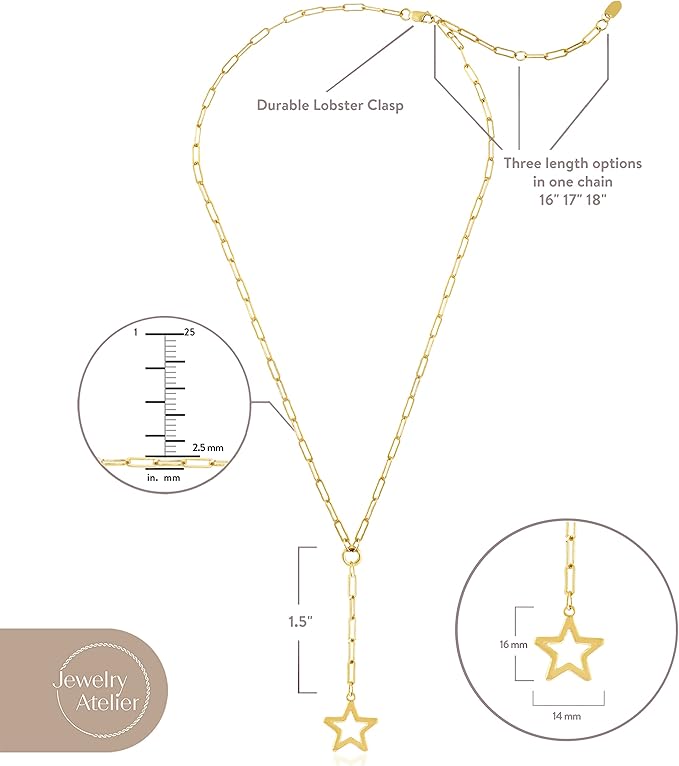 Jewelry Atelier Gold Filled Pendant Necklace Collection - 14K Yellow Gold Filled Pendant Necklace with Solid Clip Chain for Women (Different Sizes and Styles with Extension/Adjustable Chain)