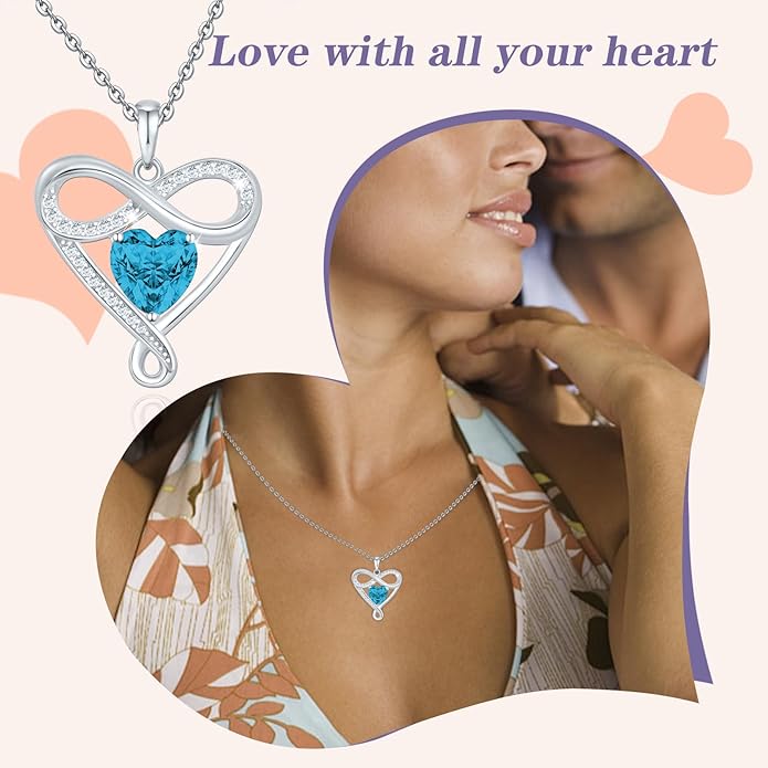 925 Sterling Silver Infinity Necklace - Exquisite Silver Jewelry for Women, Love Heart Necklace for Birthday, Anniversary, Valentine’s Day - Ideal Gift for Girlfriend, Wife, Mom, or Her