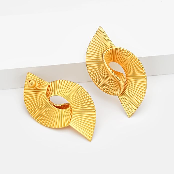 18K Gold Dangle Earrings, Suitable for Women Earrings, Thick and Sturdy, Fashion Jewelry, Exaggerated Earrings,Striped Twist Earrings，Trendy Jewelry Gifts.