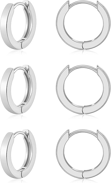 Gacimy 3 Pairs Small Gold Huggie Hoop Earrings Set, 14K Gold Plated Hypoallergenic Huggies for Women, Multiple Piercings