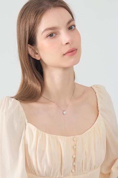 Moissanite Solitaire Necklace for Women, 1-3 Carat Lab Grown Diamond Pendant Jewelry D Color VVS1, S925 Sterling Silver with Gold Plating, 18+2” Silver Chain, Heart Engraving Gift for Wife Girlfriend Mom Yourself on Anniversary Birthday Wedding