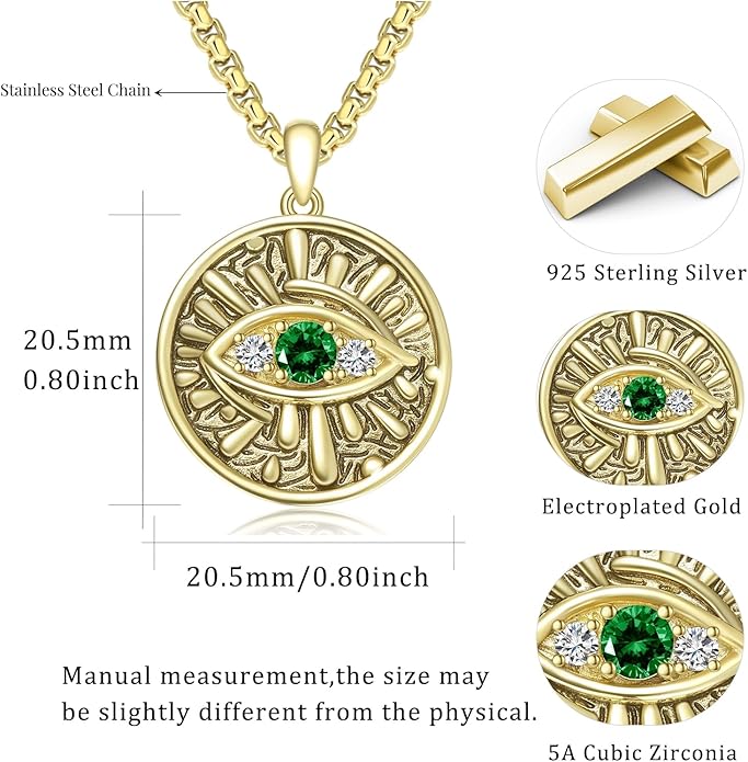 Evil Eye Necklace for Women 925 Sterling Silver, Protection Necklace with Blue Evil Eye Charm, Evil Eye/Lotus Pendant Jewelry, Birthday Christmas Gifts for Her