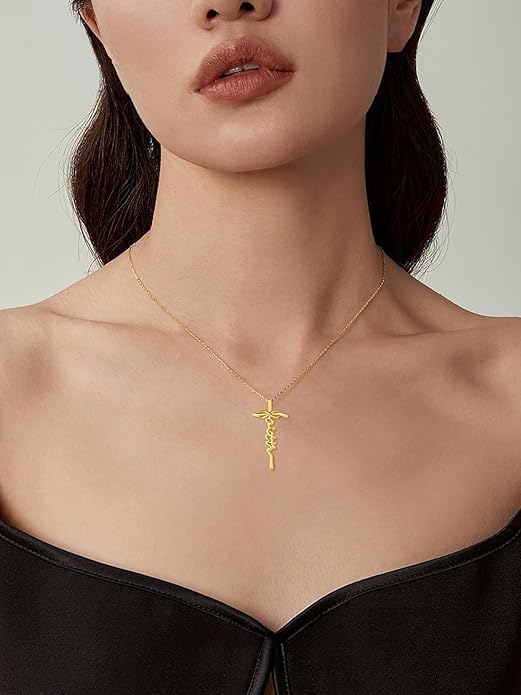 Faith Infinite Necklaces for Women, 14K Gold Protection Eternal Christian Jewelry Anniversary, Birthday Gift for Wife Mom Her