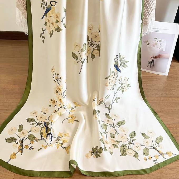 Long Silk Like Scarf Lightweight Satin Scarves Large Sunscreen Shawl Wrap for Women