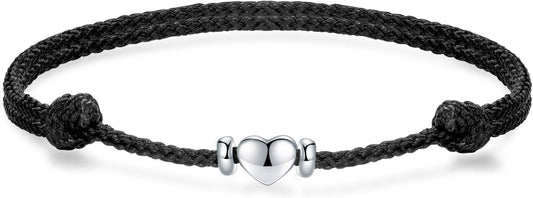 J.Endéar Anklet Heart Waterproof Boho Jewellery Handmade String 925 Sterling Silver Summer Beach Anklets for Women Ladies Love Friendship Braided Jewelry