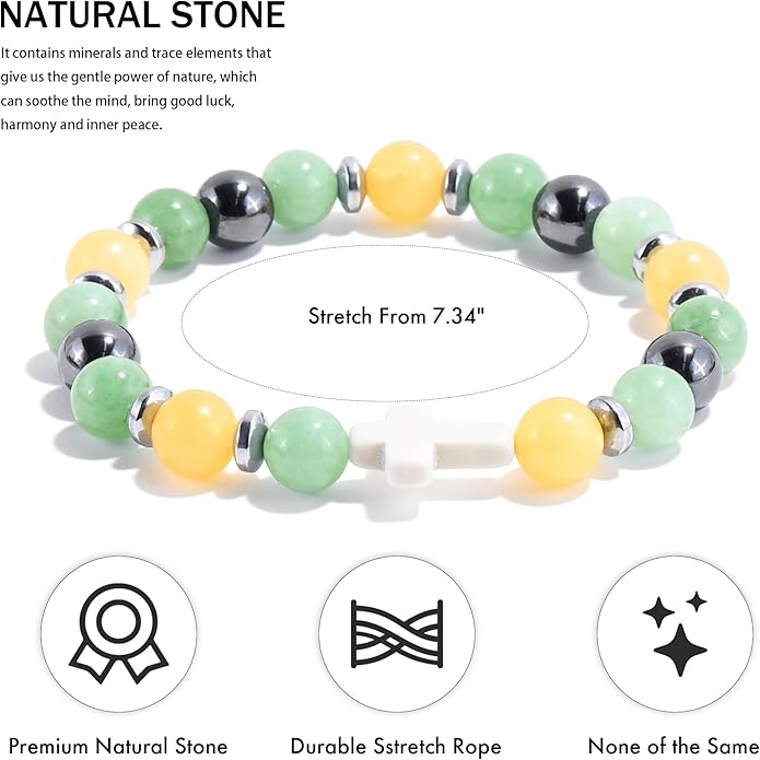 VIBILIA Cross Beaded Bracelets for Women, Inspirational Natural Heart Religious Bracelets for Women, Birthday Christian Gifts for Women on Thanksgiving Christmas Gifts