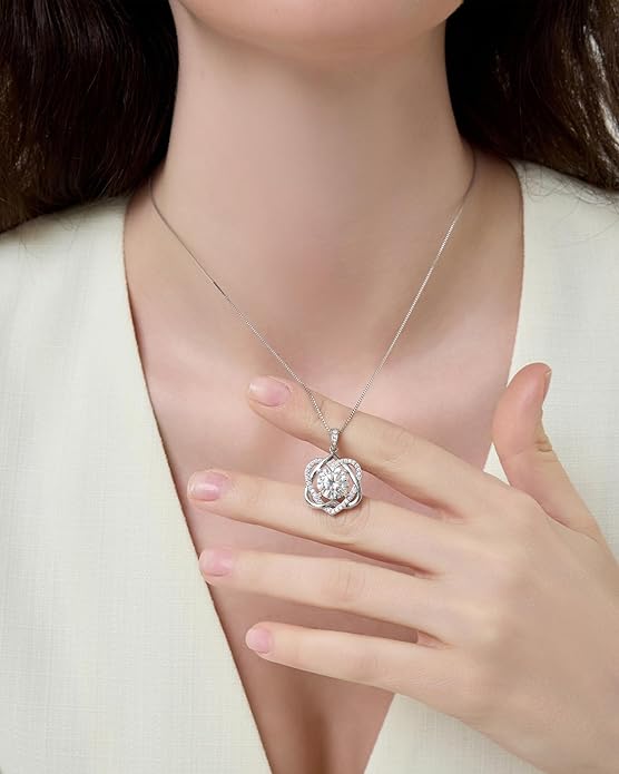 InfinityLove Heart Pendant Necklaces for Women, 2-5 Carat Moissanite Heart Necklace, Anniversary Birthday Christmas Valentine Engagements Mothers Day Jewelry for Wife Her Girlfriend Mom Daughter