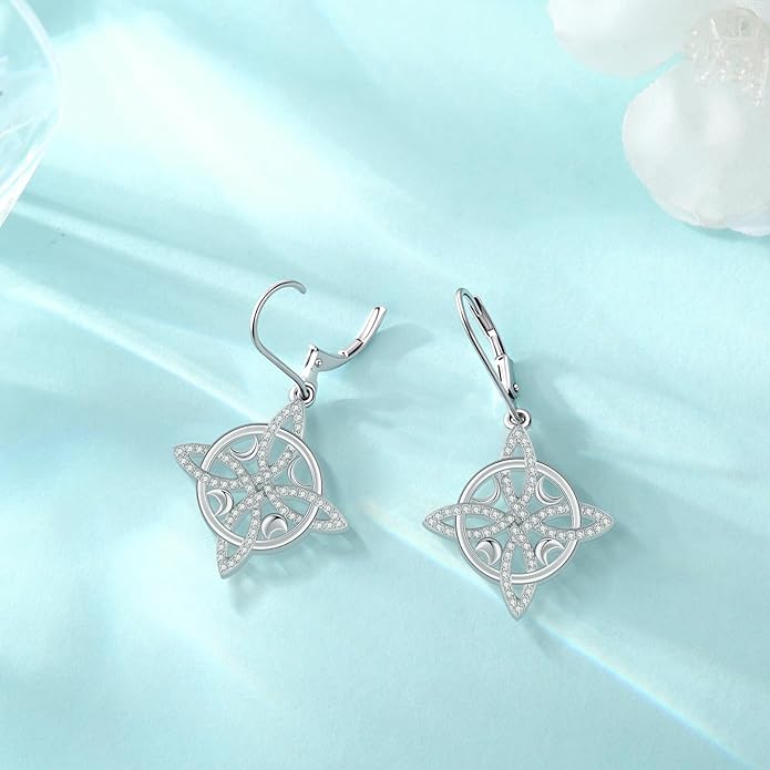 Eusense Sterling Silver Dangle Earrings for Women Tree of Life Animals Moonstone Turquoise Leverback Earrings Jewelry Gifts