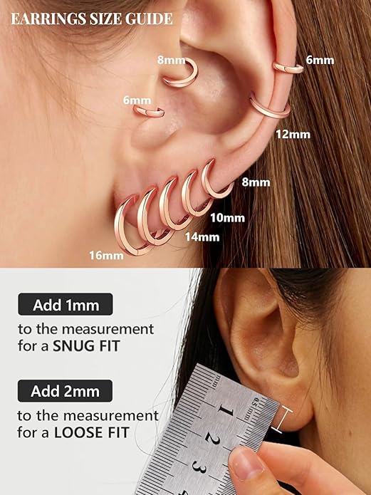 Silvora 925 Sterling Silver Small Hoop Earrings for Women Huggie Earrings Hypoallergenic Cartilage Earrings Tiny Hoops 6mm/8mm/10mm/12mm/14mm/16mm/18mm/20mm