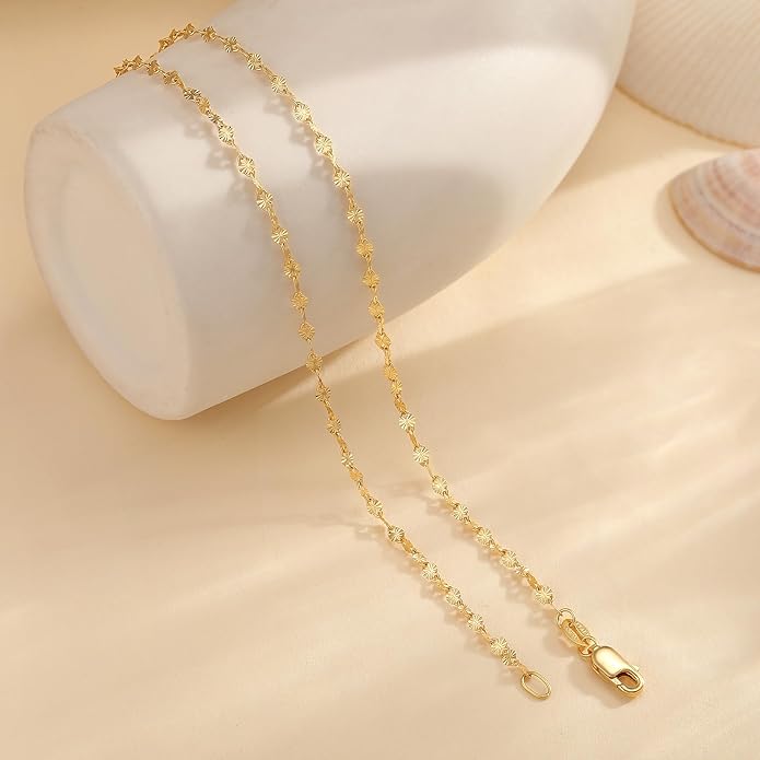 925 Sterling Silver Chain Necklace Link Chain Necklace for Women Simple Dainty 16K Gold Plated Necklace for Women Minimalist Waterproof Silver Necklace Trendy Jewelry Gifts