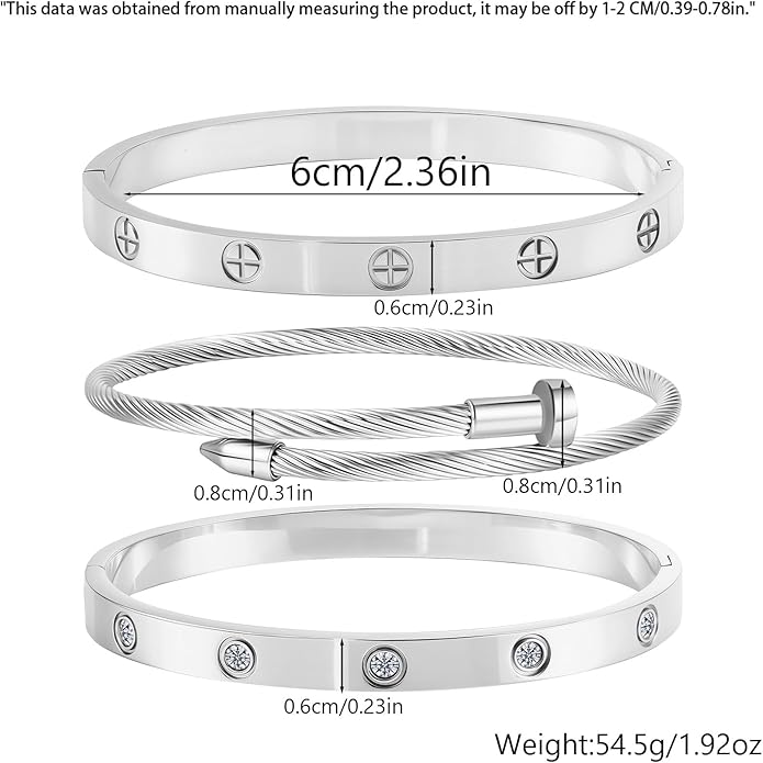 Gold Bracelets for Women - Stackable Bangles with Friendship & Love Theme - Stainless Steel Jewelry Gift for Her