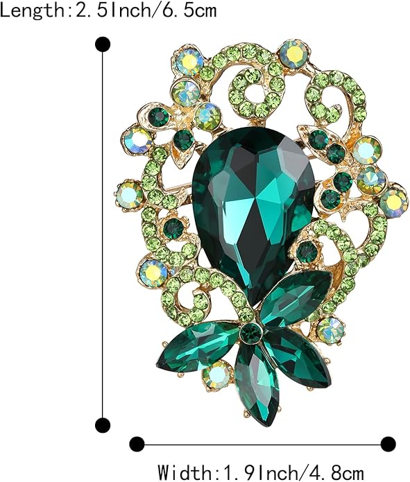BriLove Elegant Crystal Teardrop Marquise Bouquet Brooch Pin for Women