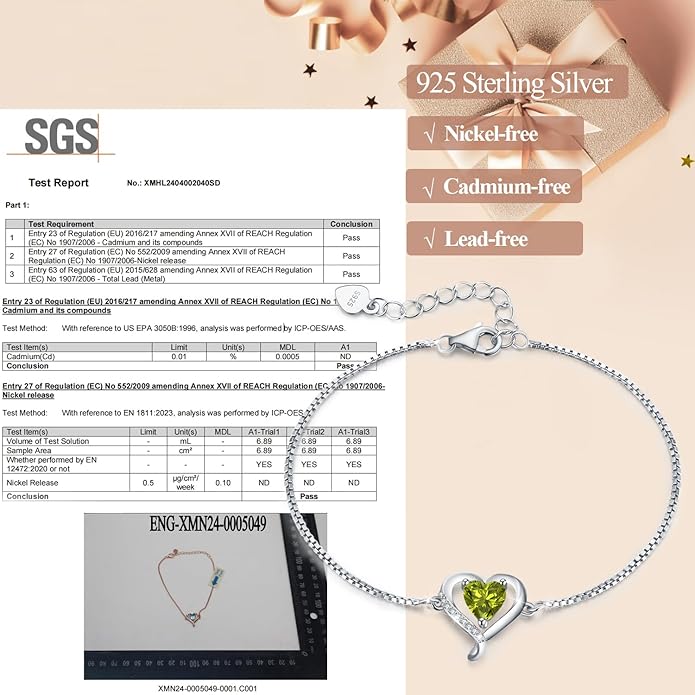 LAVUMO Love Heart Bracelets for Women 925 Silver Charm Birthstone Bracelet Adjustable Anniversary Birthday Jewelry Gifts for Women Girlfriend Wife Daughter Mom Her
