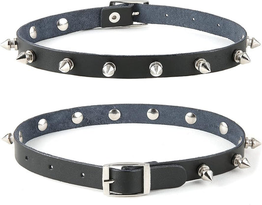 HZMAN Fashion Women Men Cool Punk Goth Metal Spike Studded Link Leather Collar Choker Necklace