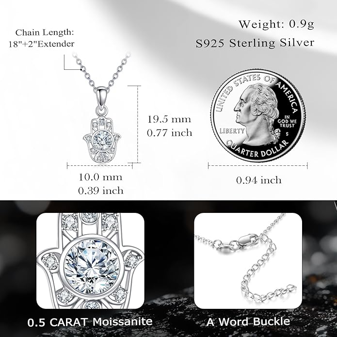 Moissanite Necklace for Women 925 Sterling Silver Eternal Pendant 1ct Lab Diamond Necklace Jewelry Gifts for Wife Girlfriend Mom