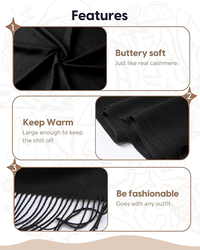 maamgic Women's Winter Scarf Soft Warm Scarf for Women Cozy Shawl Wraps for Women Lightweight Pashmina Style Wrap